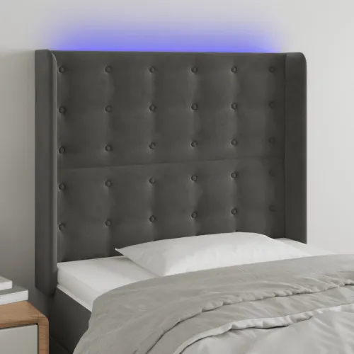 LED uzglavlje tamnosivo 83x16x118/128 cm baršunasto - Tamno siva 83 x 16 x 118/128 cm Cijena