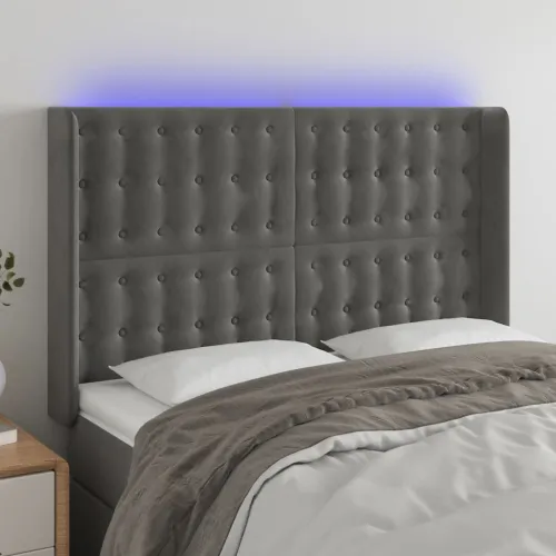 LED uzglavlje tamnosivo 147x16x118/128 cm baršunasto - Tamno siva 147 x 16 x 118/128 cm Cijena