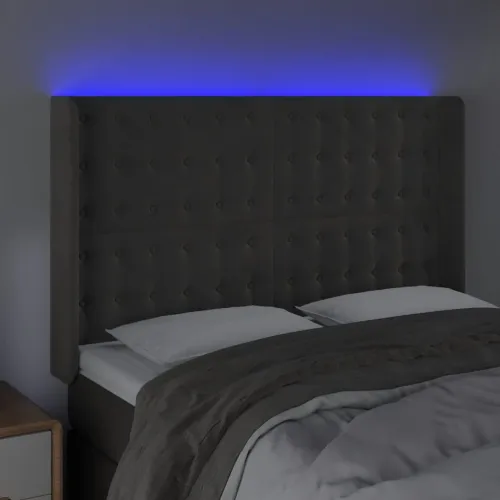 LED uzglavlje tamnosivo 147x16x118/128 cm baršunasto - Tamno siva 147 x 16 x 118/128 cm Cijena