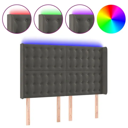 LED uzglavlje tamnosivo 147x16x118/128 cm baršunasto - Tamno siva 147 x 16 x 118/128 cm Cijena