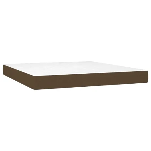 Krevet box spring s madracem LED tamnosmeđi 180x200 cm tkanina - Tamno smeđa 180 x 200 cm Blok s kvadratima Tamno smeđa Cijena