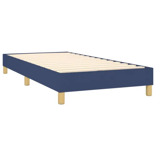 Krevet box spring s madracem LED plavi 90x200 cm od tkanine - Plava 90 x 200 cm Okomite pruge Plava Cijena