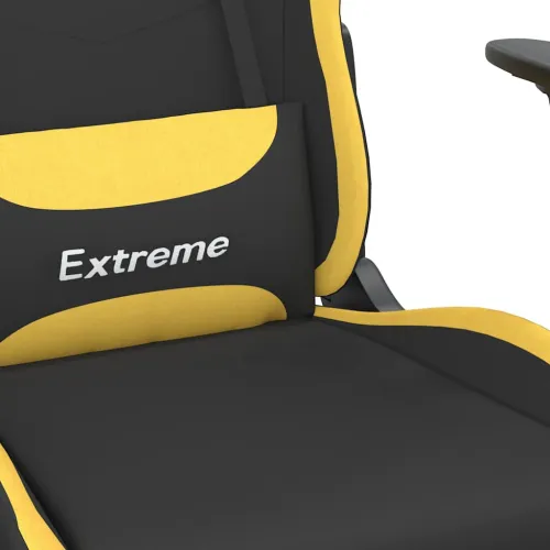 Masažna Gaming stolica od tkanine s osloncem za noge crno-žuta - Svjetložuta Sa naslonom za noge Cijena