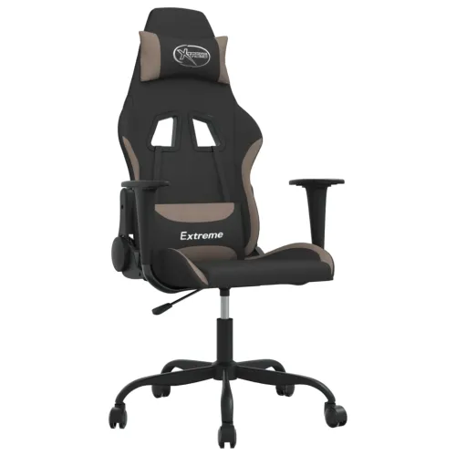 Masažna Gaming stolica od tkanine crna i smeđesiva - Sivo-smeđa Bez naslona za noge Cijena