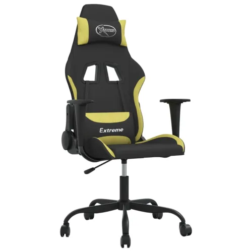 Masažna Gaming stolica od tkanine crna i svjetlozelena - Svijetlo zelena Bez naslona za noge Cijena
