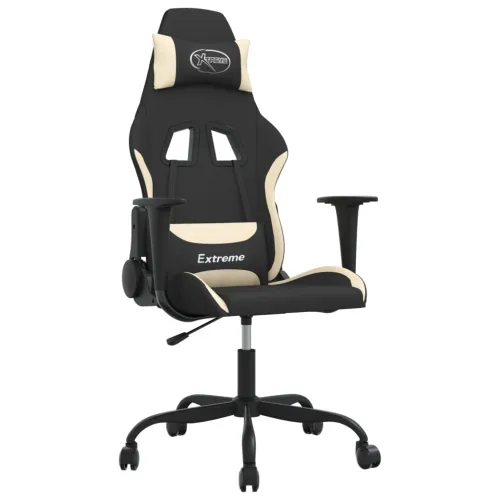 Masažna Gaming stolica od tkanine crna i krem - Krema Bez naslona za noge Cijena