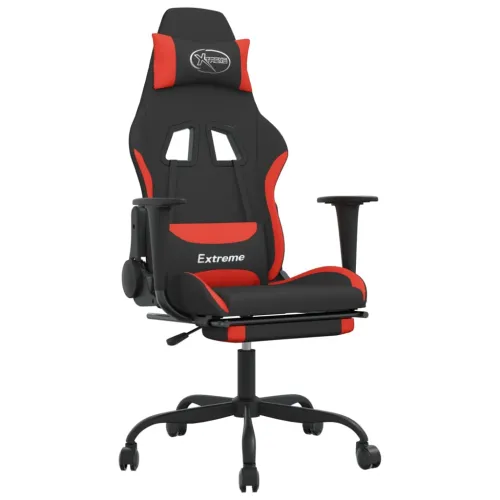 Masažna Gaming stolica od tkanine s osloncem crno-crvena - Crvena Sa naslonom za noge Cijena