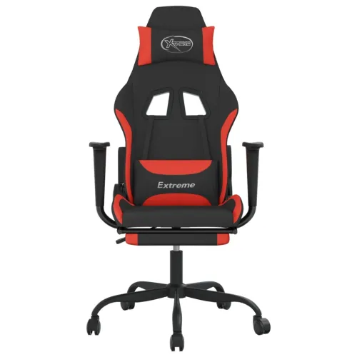 Masažna Gaming stolica od tkanine s osloncem crno-crvena - Crvena Sa naslonom za noge Cijena