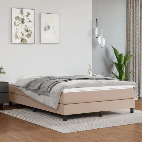 Okvir za krevet s oprugom boja cappuccina 140x190 cm od umjetne kože - Boja cappuccina 25 cm 140 x 190 cm Cijena