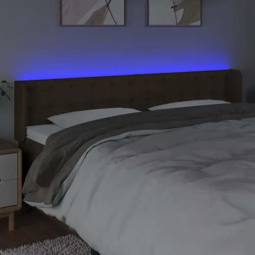 LED uzglavlje tamnosmeđe 203x16x78/88 cm od tkanine - Tamno smeđa 203 x 16 x 78/88 cm Cijena