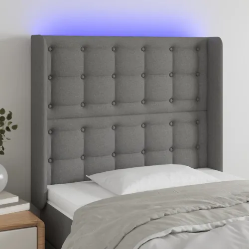 LED uzglavlje tamnosivo 83 x 16 x 118/128 cm od tkanine - Tamno siva 83 x 16 x 118/128 cm Cijena