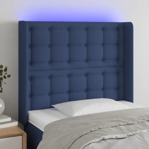 LED uzglavlje plavo 93 x 16 x 118/128 cm od tkanine - Plava 93 x 16 x 118/128 cm Cijena