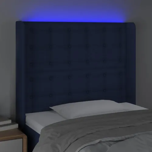 LED uzglavlje plavo 93 x 16 x 118/128 cm od tkanine - Plava 93 x 16 x 118/128 cm Cijena