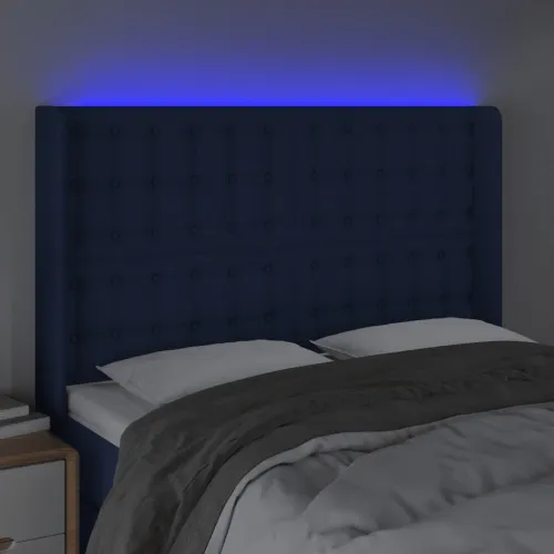 LED uzglavlje plavo 147 x 16 x 118/128 cm od tkanine - Plava 147 x 16 x 118/128 cm Cijena