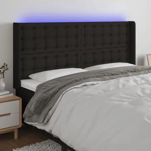 LED uzglavlje crno 203 x 16 x 118/128 cm od tkanine - Crna 203 x 16 x 118/128 cm Cijena