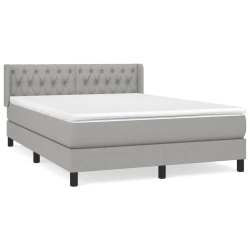 Krevet box spring s madracem svjetlosivi 140x200 cm od tkanine - Svjetlosiva 140 x 200 cm Dizajn s gumbima Cijena