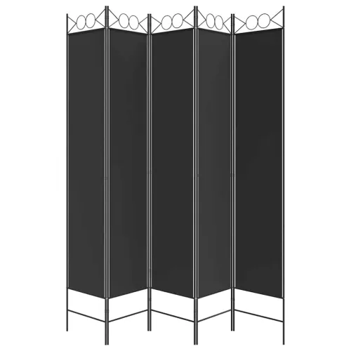 Paravan - Sobna pregrada s 5 panela crna 200x220 cm od tkanine - Crna 200 x 220 cm Cijena