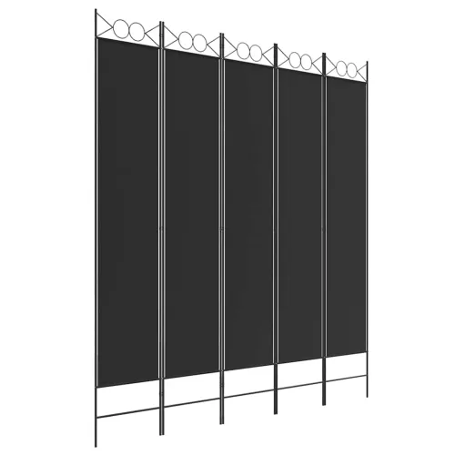 Paravan - Sobna pregrada s 5 panela crna 200x220 cm od tkanine - Crna 200 x 220 cm Cijena