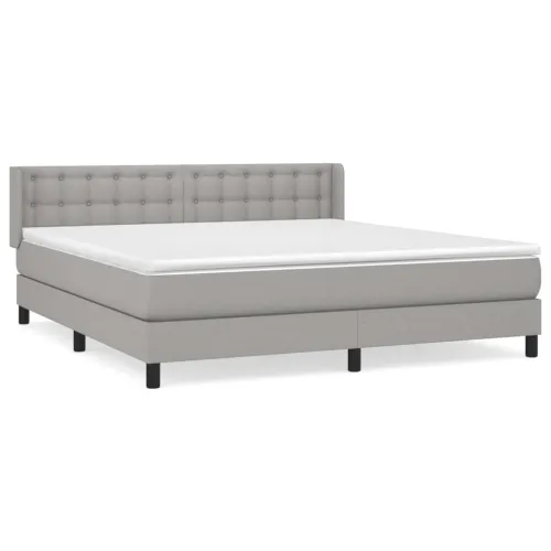 Boxspring - Krevet s oprugama i madracem svjetlosivi 180x200 cm od tkanine - Svjetlosiva 180 x 200 cm gumbi Svjetlosiva Cijena