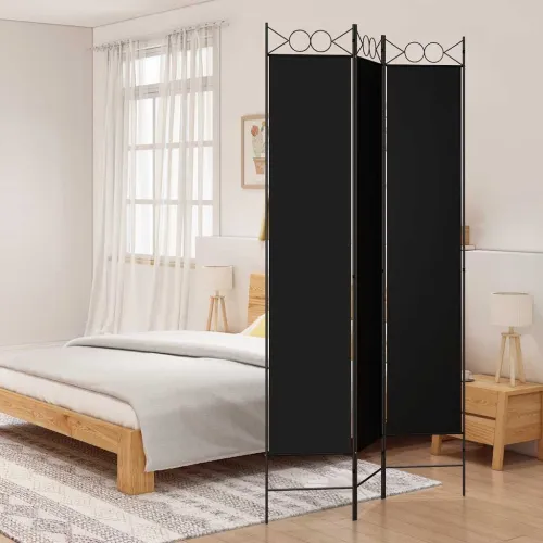 Paravan - Sobna pregrada s 3 panela crna 120x220 cm od tkanine - Crna 120 x 220 cm Cijena