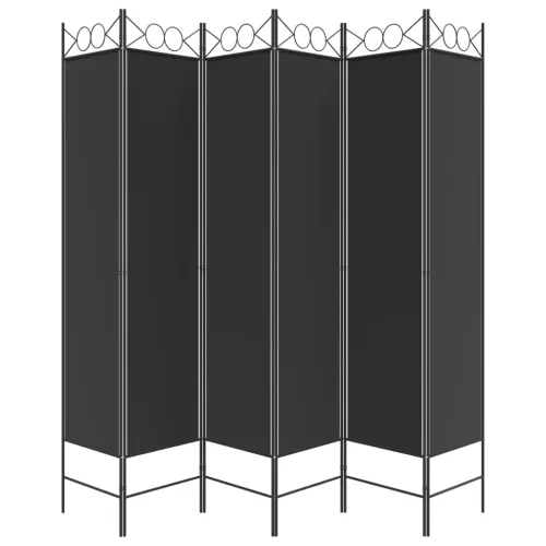 Paravan - Sobna pregrada s 6 panela crna 240x200 cm od tkanine - Crna 240 x 200 cm 1 1 Cijena