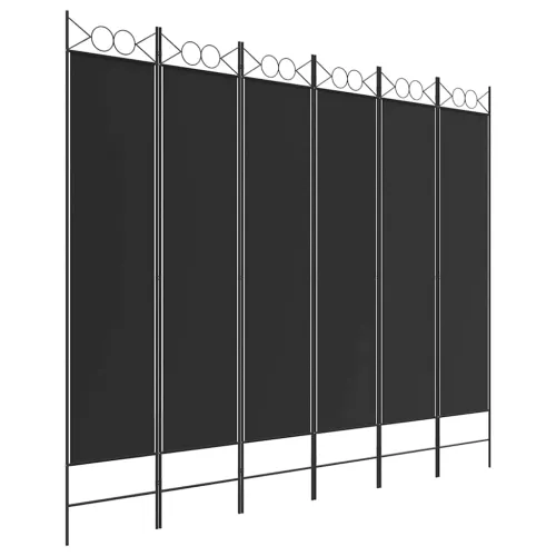 Paravan - Sobna pregrada s 6 panela crna 240x200 cm od tkanine - Crna 240 x 200 cm 1 1 Cijena