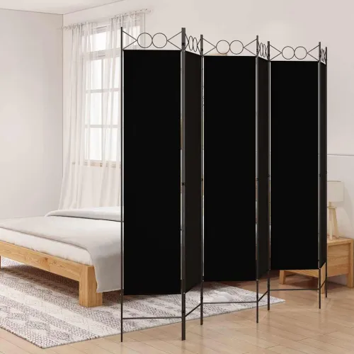 Paravan - Sobna pregrada s 6 panela crna 240x200 cm od tkanine - Crna 240 x 200 cm 1 1 Cijena