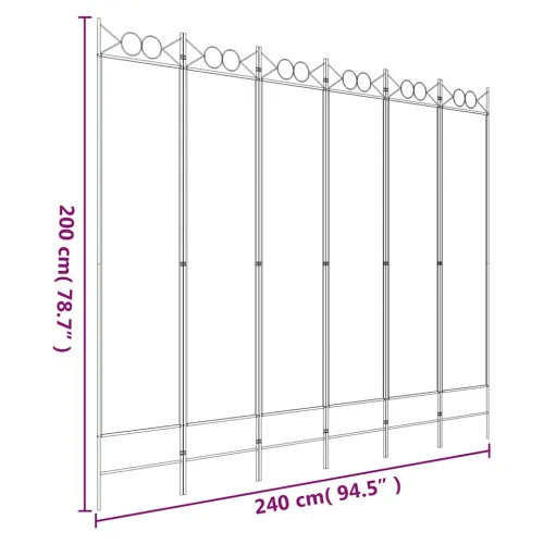 Paravan - Sobna pregrada s 6 panela crna 240x200 cm od tkanine - Crna 240 x 200 cm 1 1 Cijena