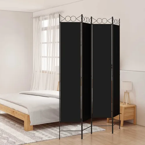 Paravan - Sobna pregrada s 4 panela crna 160x220 cm od tkanine - Crna 160 x 220 cm Cijena