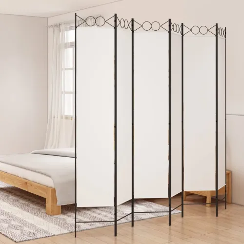 Paravan - Sobna pregrada sa 6 panela bijela 240x220 cm od tkanine - Bijela 240 x 220 cm 1 1 Cijena
