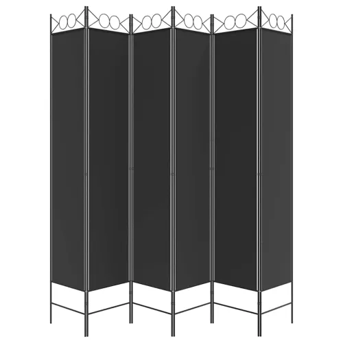 Paravan - Sobna pregrada s 6 panela crna 240x220 cm od tkanine - Crna 240 x 220 cm Cijena