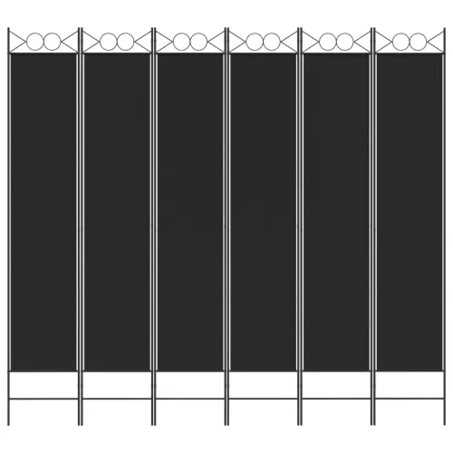 Paravan - Sobna pregrada s 6 panela crna 240x220 cm od tkanine - Crna 240 x 220 cm Cijena