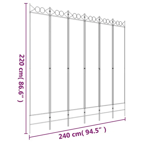 Paravan - Sobna pregrada s 6 panela crna 240x220 cm od tkanine - Crna 240 x 220 cm Cijena