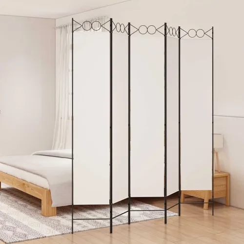 Paravan - Sobna pregrada s 5 panela bijela 200x220 cm od tkanine - Bijela 200 x 220 cm Cijena
