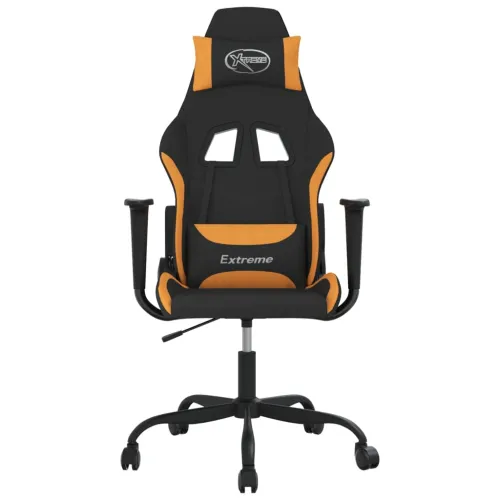 Masažna Gaming stolica od tkanine crno-narančasta - Tamnožuta Bez naslona za noge Cijena
