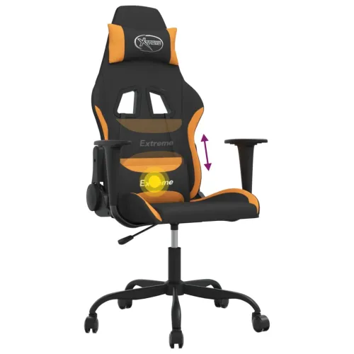Masažna Gaming stolica od tkanine crno-narančasta - Tamnožuta Bez naslona za noge Cijena