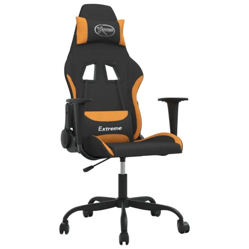 Masažna Gaming stolica od tkanine crno-narančasta - Tamnožuta Bez naslona za noge Cijena