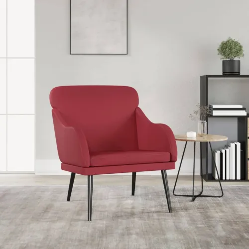 Fotelja crvena boja vina 63 x 76 x 80 cm od umjetne kože - boja crnog vina Cijena