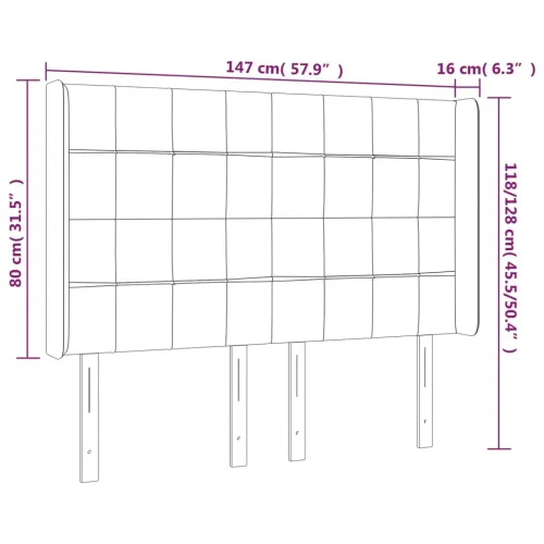 LED uzglavlje krem 147 x 16 x 118/128 cm od tkanine - Krema 147 x 16 x 118/128 cm Cijena