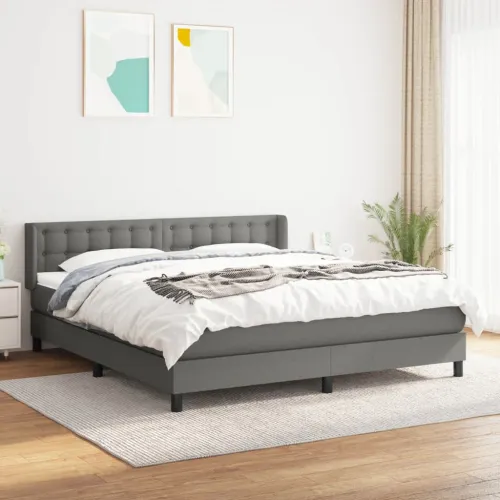 Okvir kreveta s oprugama i madrac svjetlosivi 180x200cm tkanina - Tamno siva 180 x 200 cm gumbi Tamno siva Cijena