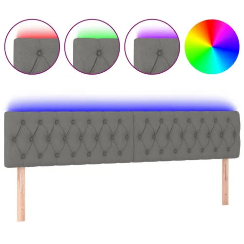 LED uzglavlje tamnosivo 200 x 7 x 78/88 cm od tkanine - Tamno siva 200 x 7 x 78/88 cm Cijena