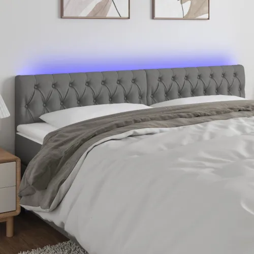 LED uzglavlje tamnosivo 200 x 7 x 78/88 cm od tkanine - Tamno siva 200 x 7 x 78/88 cm Cijena
