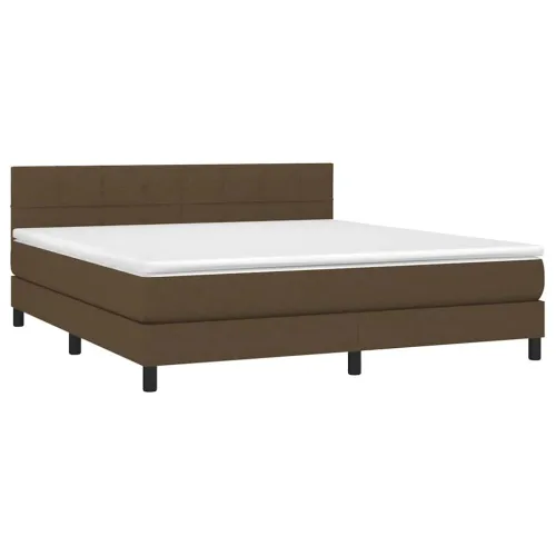 Boxspring - Krevet s oprugama i madracem tamnosmeđi 160x200 cm tkanina - Tamno smeđa 160 x 200 cm Blok s kvadratima Tamno smeđa Cijena
