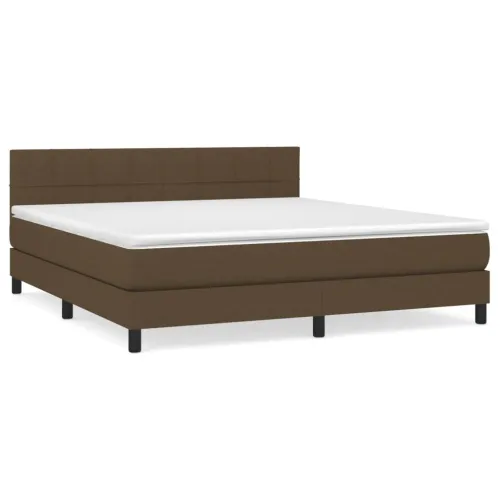 Boxspring - Krevet s oprugama i madracem tamnosmeđi 160x200 cm tkanina - Tamno smeđa 160 x 200 cm Blok s kvadratima Tamno smeđa Cijena