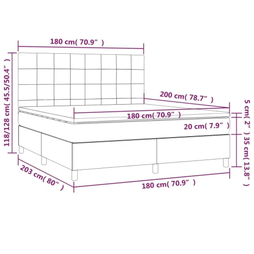 Boxspring - Krevet s oprugama i madracem tamnosmeđi 180x200 cm tkanina - Tamno smeđa 180 x 200 cm Blok s kvadratima Tamno smeđa Cijena