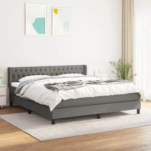 Okvir kreveta s oprugama i madrac svjetlosivi 180x200cm tkanina - Tamno siva 180 x 200 cm Dizajn s gumbima Cijena