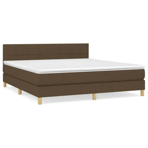 Boxspring - Krevet s oprugama i madracem tamnosmeđi 180x200 cm tkanina - Tamno smeđa 180 x 200 cm Blok s kvadratima Tamno smeđa Cijena