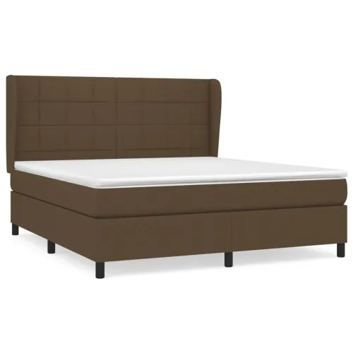 Boxspring - Krevet s oprugama i madracem tamnosmeđi 180x200 cm tkanina - Tamno smeđa 180 x 200 cm Blok s kvadratima Tamno smeđa Cijena
