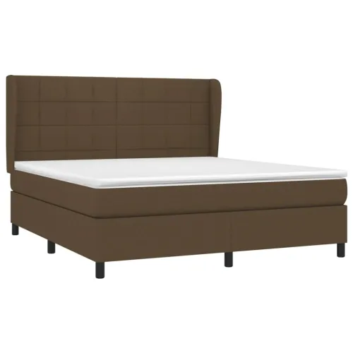 Boxspring - Krevet s oprugama i madracem tamnosmeđi 180x200 cm tkanina - Tamno smeđa 180 x 200 cm Blok s kvadratima Tamno smeđa Cijena