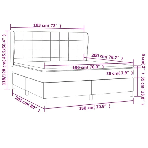 Boxspring - Krevet s oprugama i madracem tamnosmeđi 180x200 cm tkanina - Tamno smeđa 180 x 200 cm Blok s kvadratima Tamno smeđa Cijena